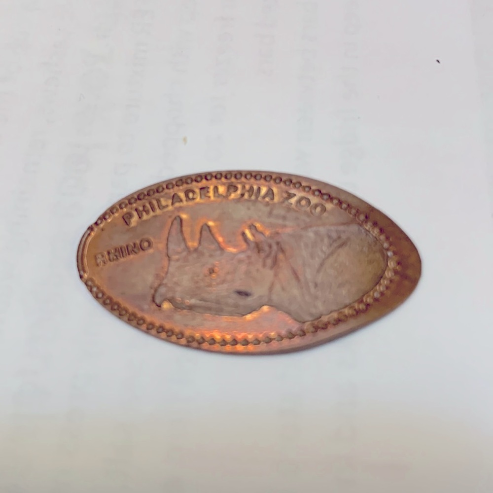 Elongated coin/ Squished Penny -- The Philadelphia Zoo - RHINO